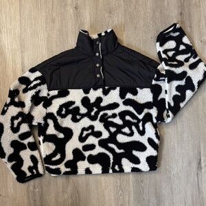 Grayson Threads Black and White Sherpa Snap-Front Jacket